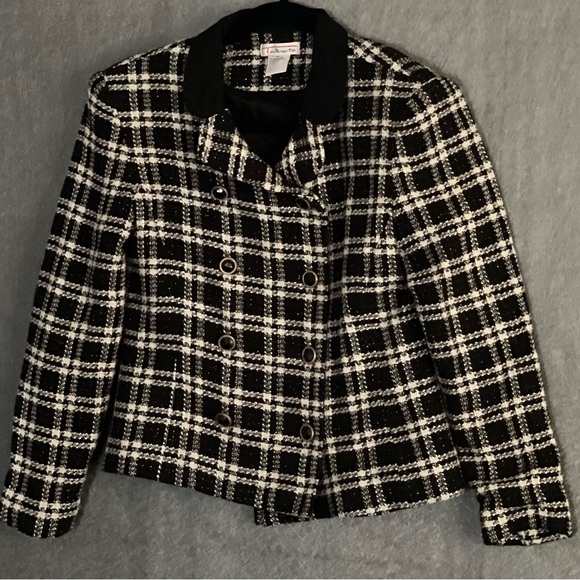 VTG Talbots Womens Plaid Checkered Button Up Wool Blend Blazer/Jacket Coat Sz 6 - Picture 10 of 10